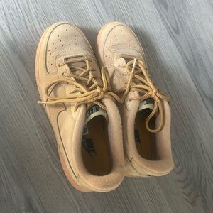 Nike Air Force 1 Tan Suede Sneakers LaceUp Boys 6Y Womens 8